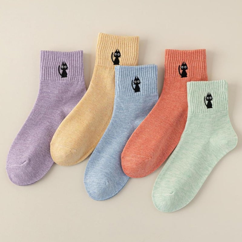 ANIDL Women's Girls Novelty Funny Crew Socks,Crazy Cute Embroidered Pattern Ankle Sock Cotton,Women's Gift - Image 2